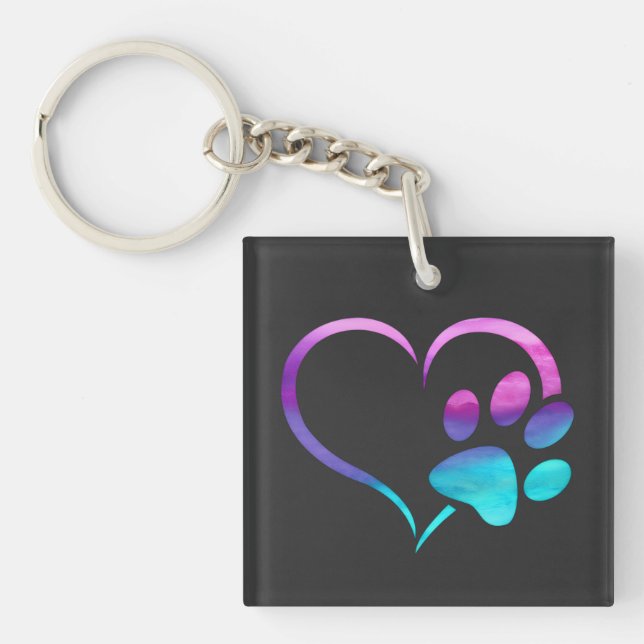 Purple Cyan Dog paw Print Heart  (Framsidan)