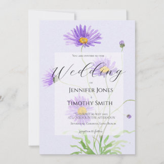 purple daisy wedding invitation inbjudningar