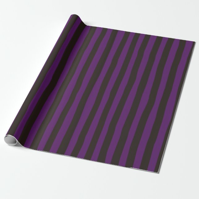 Purple & Dark Brown Wonky Stripes Presentpapper (Utrullad)