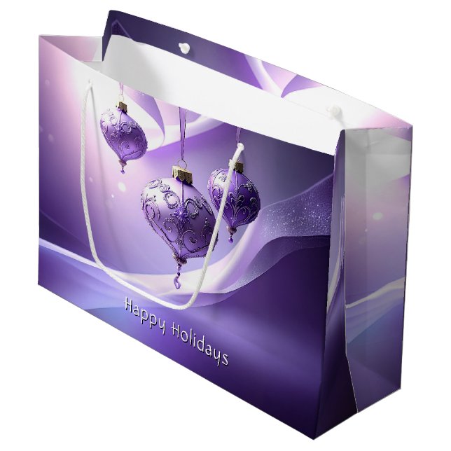 Purple Decorative Christmas Ball Holiday Gift Bag (Framsidan Vinklad)