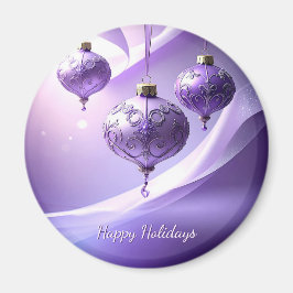Purple Decorative Christmas Ball Holiday Magnet