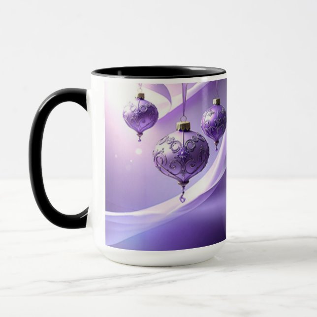 Purple Decorative Christmas Ball Holiday Mug Mugg (Vänster)