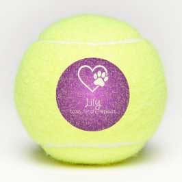 Purple Dog Name Tennis Ball 'toss, fetch, repeat'