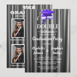 Purple double Celebration Graduation Party 4 photo Inbjudningar