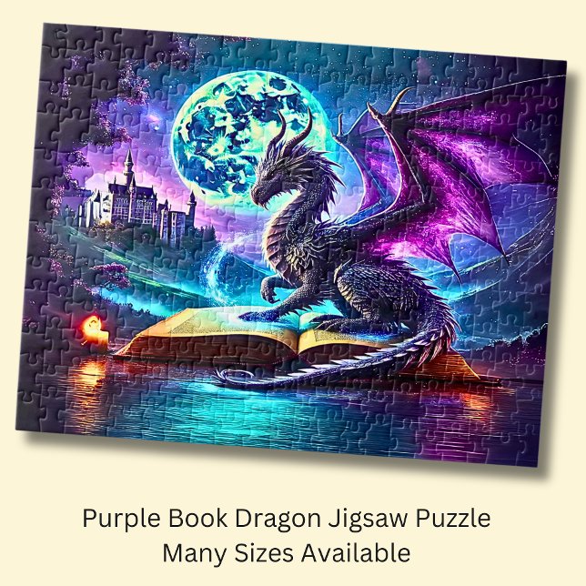 Purple Dragon Reading Book Blue Moon Pussel (Skapare uppladdad)