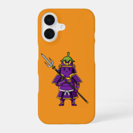 Purple Eggplant Samurai Warrior with Spear Illustr