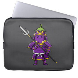 Purple Eggplant Samurai Warrior with Spear Illustr Laptop Fodral