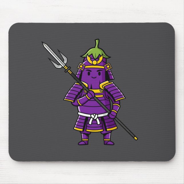 Purple Eggplant Samurai Warrior with Spear Illustr Musmatta (Framsidan)