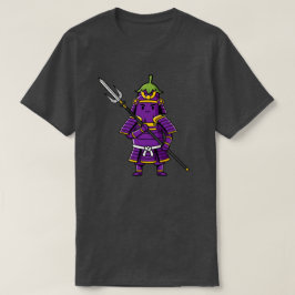 Purple Eggplant Samurai Warrior with Spear Illustr T Shirt