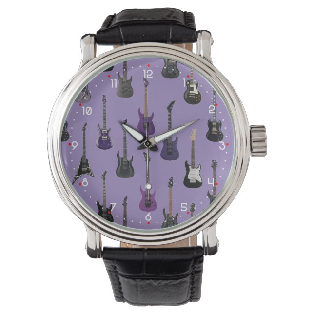 💜 Purple electric guitars Watch Armbandsur (Framsida)