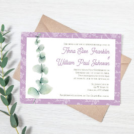 Purple Eucalyptus Floral Wedding Invitation Inbjudningar