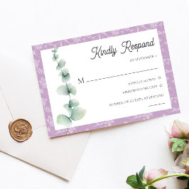Purple Eucalyptus Floral Wedding RSVP Card Inbjudningar