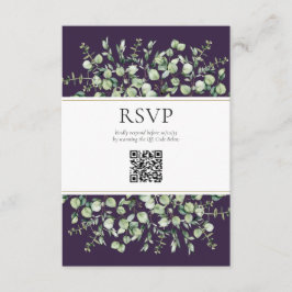 Purple Eucalyptus QR Code Wedding RSVP  Tilläggskort