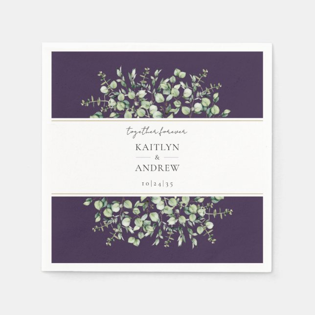 Purple Eucalyptus Together Forever Wedding  Pappersservett (Framsidan)