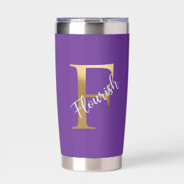 Purple F, Flourish Travel Tumbler