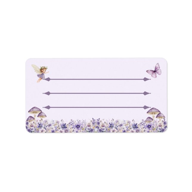 Purple Fairy Floral Address Label Adressetikett (Framsidan)