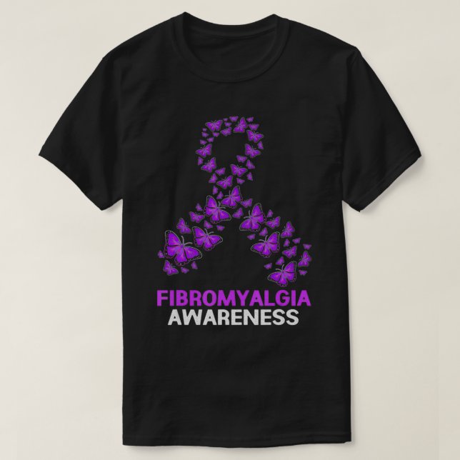 Purple Fibromyalgia Butterfly Fibro Awareness  T Shirt (Design framsida)