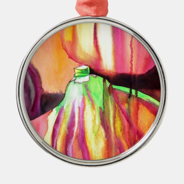 Purple Figs original konst vattenfärg droppmålning Julgransprydnad Metall (Framsidan)