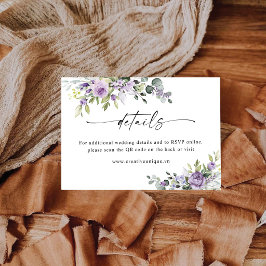 Purple Floers Bröllopswebbplats QR-kod Detaljer Tilläggskort