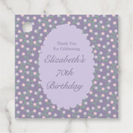 Purple Floral Birthday Gåvor Etiketter