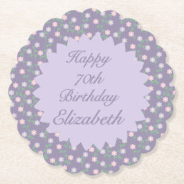 Purple Floral Birthday Underlägg Papper