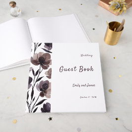 Purple Floral Botanical Wedding Gästböcker