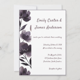 Purple Floral Botanical Wedding Inbjudningar