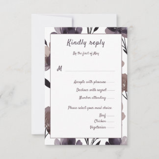 Purple Floral Botanical Wedding OSA Kort