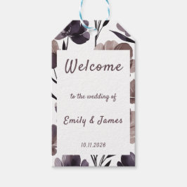 Purple Floral Botanical Wedding Presentetikett