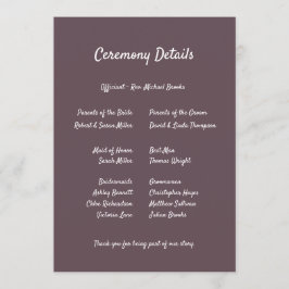 Purple Floral Botanical Wedding Program