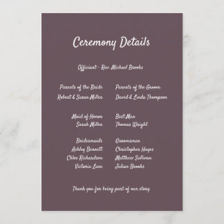 Purple Floral Botanical Wedding Program