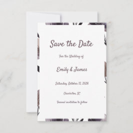 Purple Floral Botanical Wedding Spara Datumet
