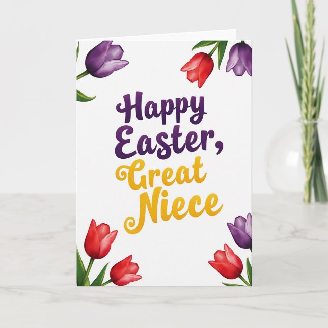 Purple Floral Easter Niece Card Kort (Framsida)