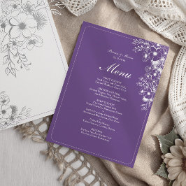Purple Floral Elegant Wedding Meny