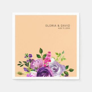 Purple Floral Elegant  Wedding  Pappersservett