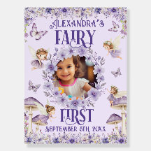Purple Floral Fairy First Photo Birthday 