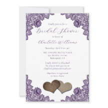 Purple Floral Lace Burlap Hearts Bridal Shower