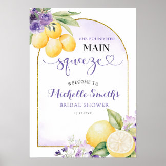 Purple floral Lemonade Bridal shower Welcome Sign Poster
