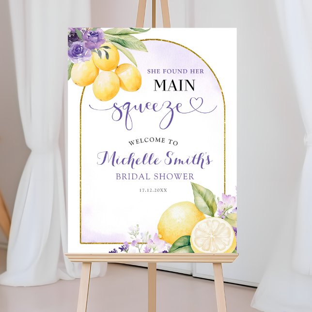 Purple floral Lemonade Bridal shower Welcome Sign Poster (Skapare uppladdad)