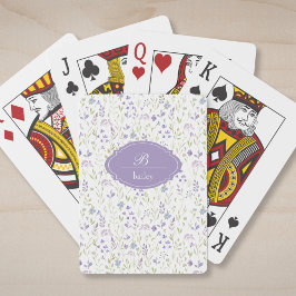 Purple Floral Monogram Classic Playing Cards Casinokort