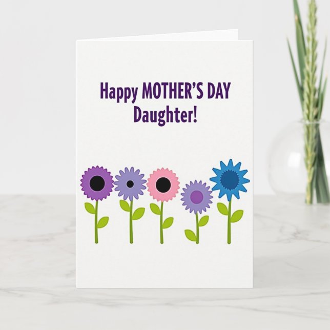 Purple Floral Mothers Day Card Kort (Framsida)