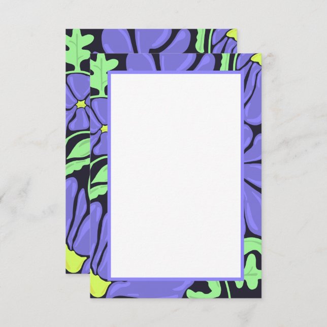 Purple Floral Motif Flat Thank You Card Tack Kort (Fram/baksida)