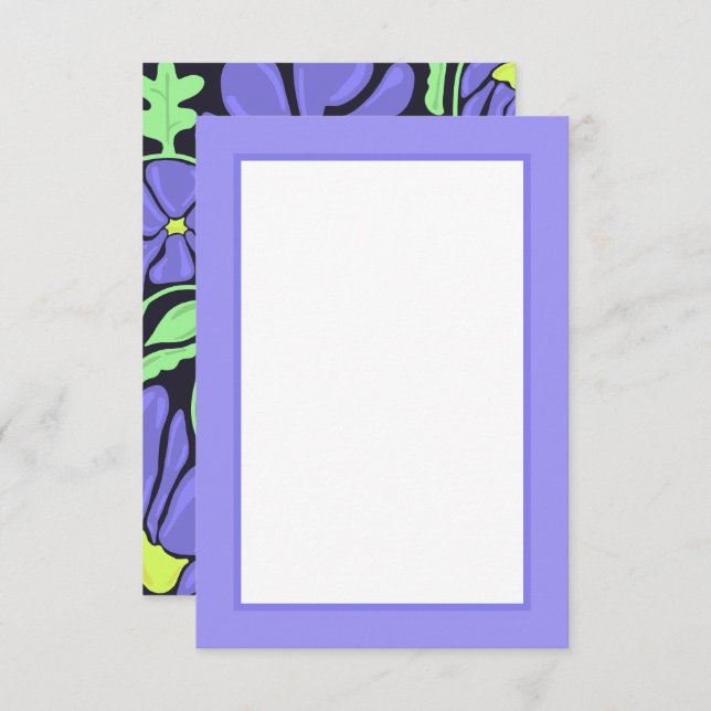 Purple Floral Motif Flat Thank You Card Tack Kort (Fram/baksida)