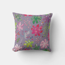 Purple Floral Pattern Pillow – Pink & Green Garden Kudde