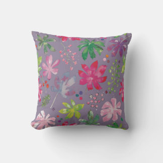Purple Floral Pattern Pillow – Pink & Green Garden Kudde