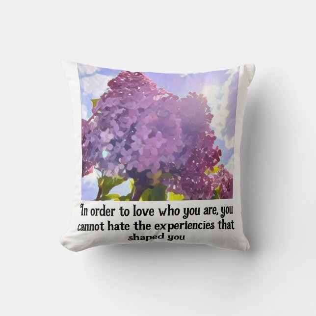 purple Floral photo bouquet inspirational phrase Kudde (Framsida)