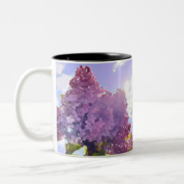 purple Floral photo bouquet inspirational phrase Två-Tonad Mugg