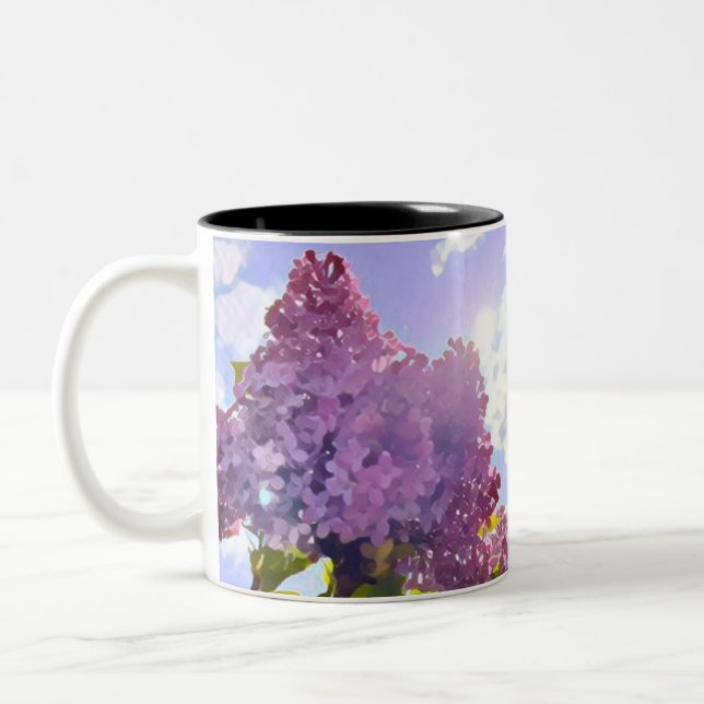 purple Floral photo bouquet inspirational phrase Två-Tonad Mugg (Vänster)