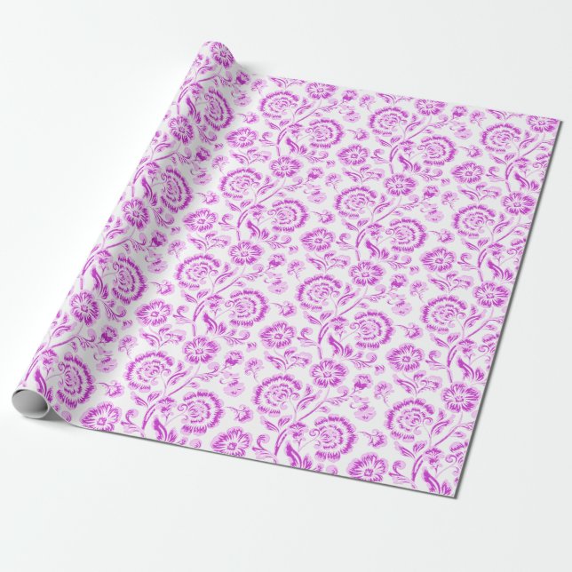 Purple Floral Presentpapper (Utrullad)