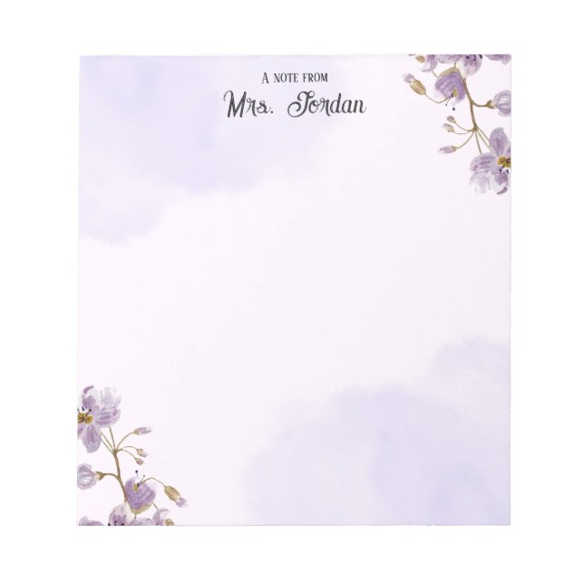Purple Floral Teacher Notepad  Anteckningsblock (Framsida)